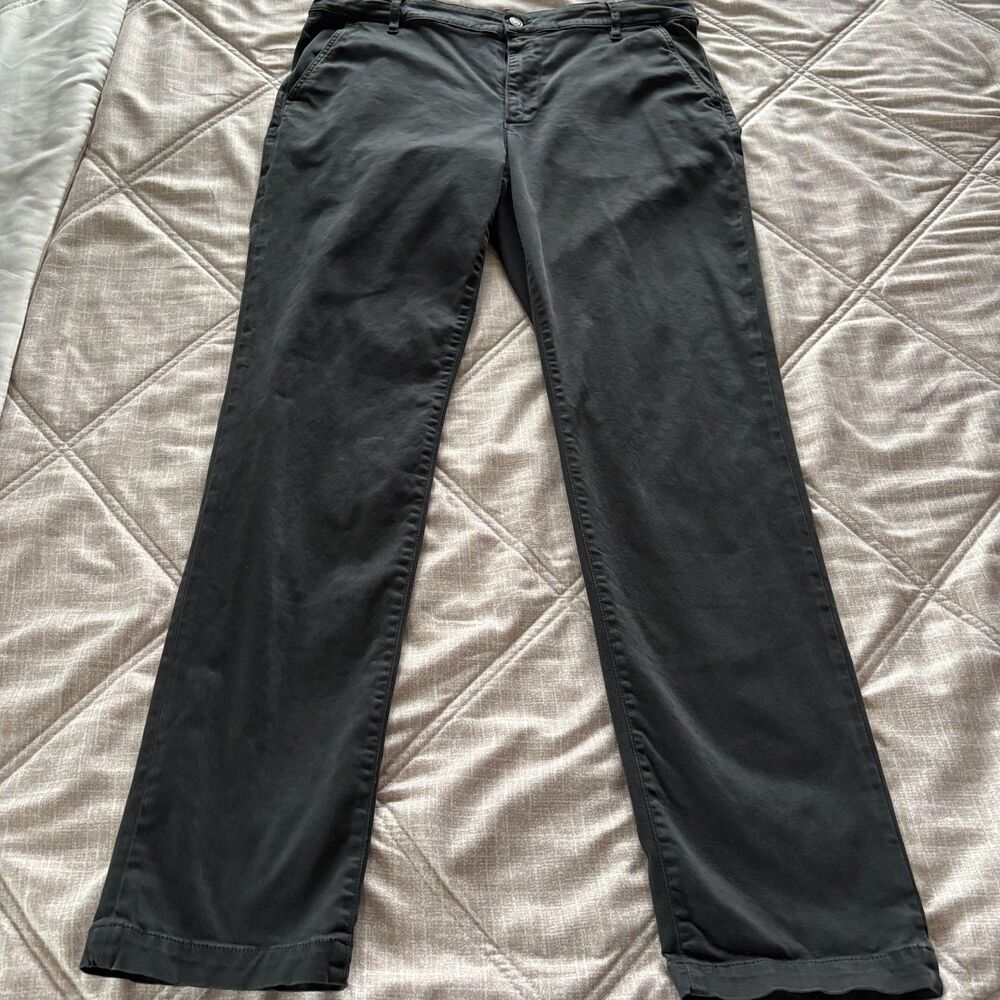 7 For All Mankind: Dark Gray Slim Straight Cotton Chino Pants Size 36 Like New